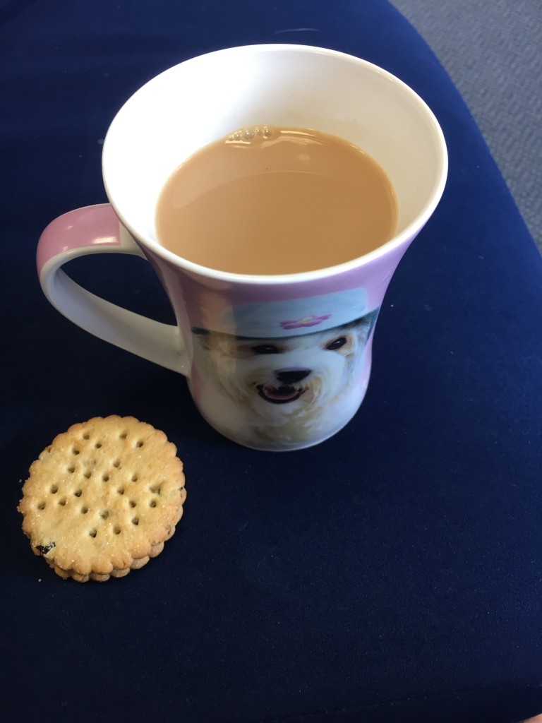 cup of tea fruit shortcake biscuit hospital waiting room