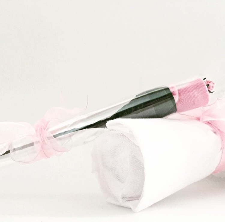 little bump shop kiss from a rose sock bouquet rose long stemmed pink