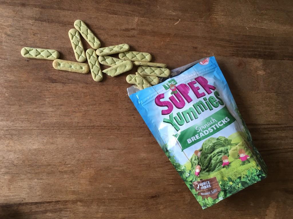 the super yummies range cow and gate weaning spinach breadsticks baby toddler food snack pack flavours