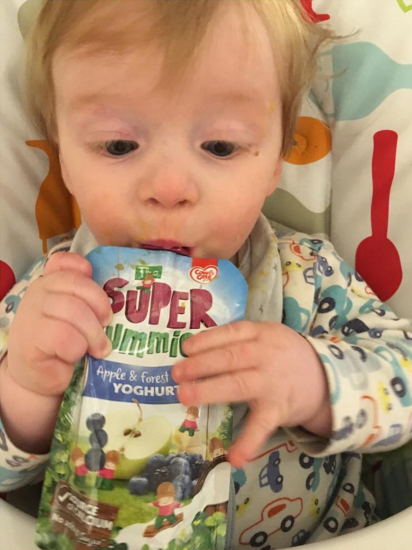the super yummies review apple and forest fruit yoghurt pouch weaning baby toddler snack cow and gate range