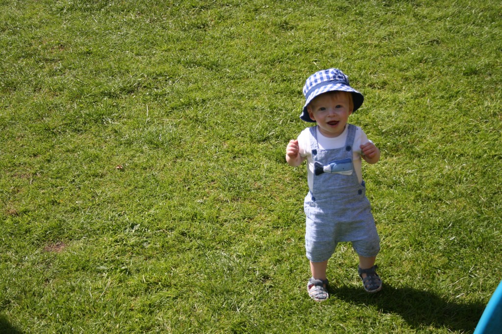 teddy at tobys sports day 2016 nursery grass outdoors hat dungarees whale outfit next