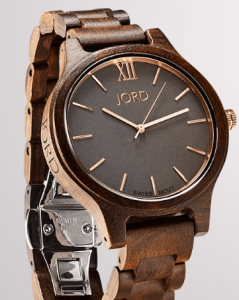 jord female watch wood wooden swiss movt dark sandalwood and smoke fashion