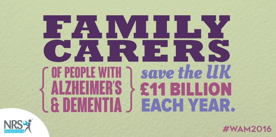 nrs healthcare raising awareness campaign alzheimer's month september dementia difference disease family carers of people with these diseases save the UK 11 billion pounds each year