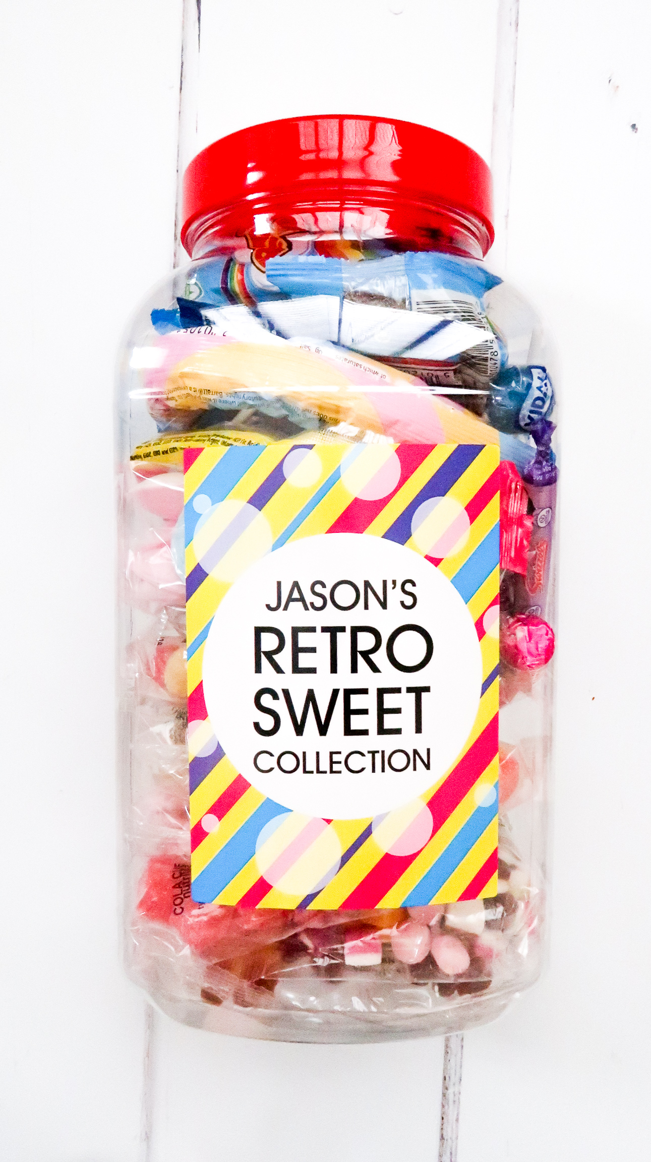 colourful retro sweet jar full of sweets swizzels